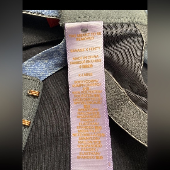 Savage x Fenty NWT Blue Denim Gray Lace Chiffon Bralette Size XL  Wireless Sexy - Picture 8 of 9